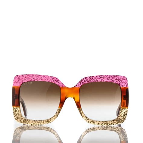 gucci pink glitter glasses|Gucci pink sunglasses square.